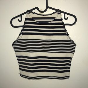 American Apparel Navy Blue/White Striped Crop Top